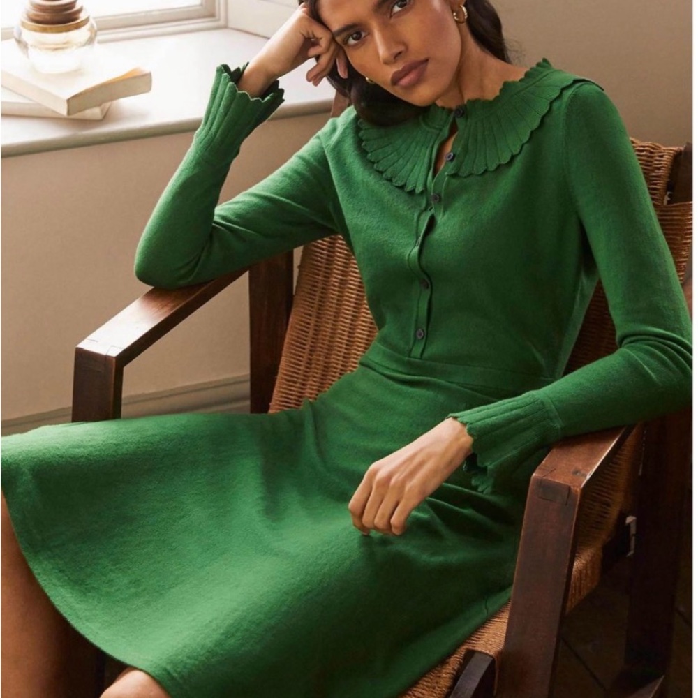 Boden Green Knit Dress Size 8P